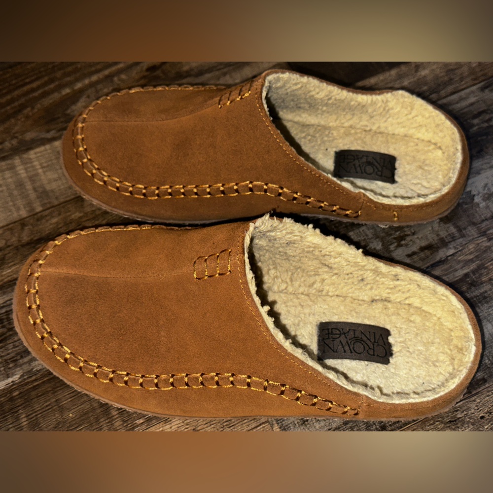 NWOT 10 CROWN VINTAGE Men’s Leather Slippers